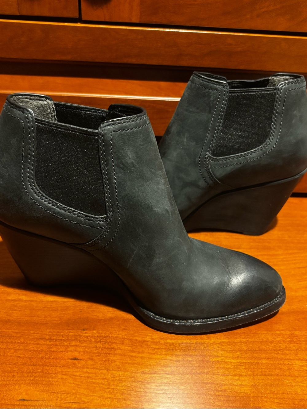 black Cole Haan Balthasar wedge booties,size 5.5